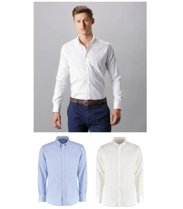 Kustom Kit KK182 Slim Fit Stretch Long Sleeve Oxford Shirt